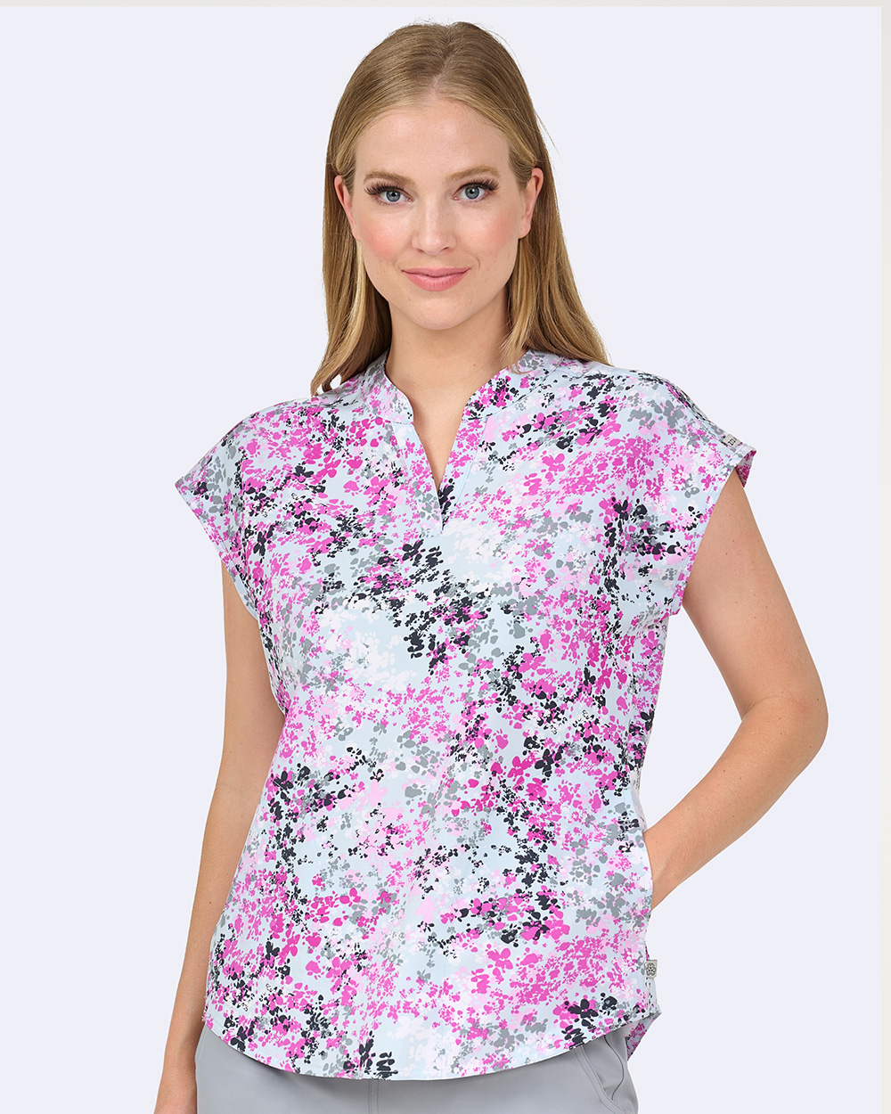 Diana Print Top - Whispering Greys